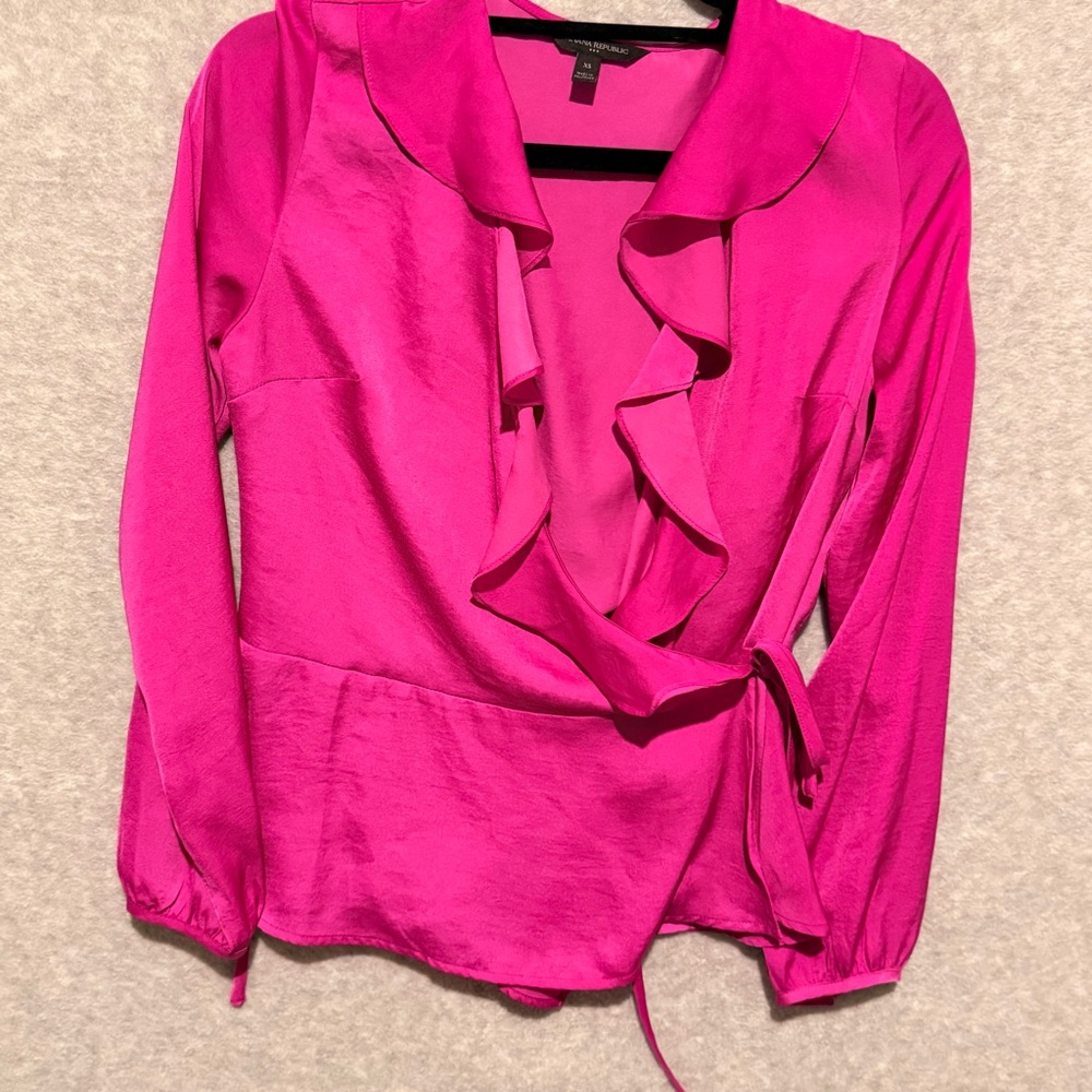 Banana Republic Factory Fuchsia Ruffle Blouse